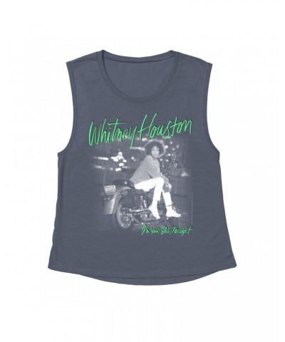 Whitney Houston Ladies' Muscle Tank Top | I'm Your Baby Tonight Album Cover Green Design Shirt $10.74 Shirts