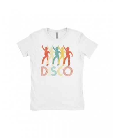 Music Life Ladies' Boyfriend T-Shirt | Colorful Disco Design Distressed Shirt $9.02 Shirts