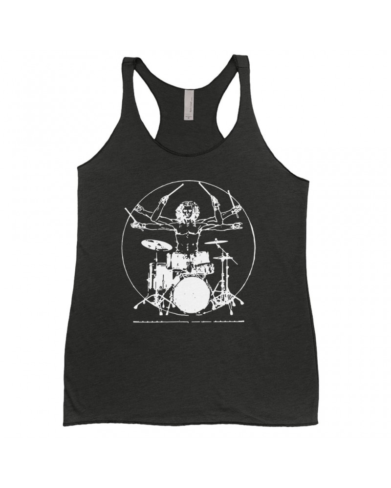 Music Life Ladies' Tank Top | Vitruvian Drummer Shirt $6.35 Shirts