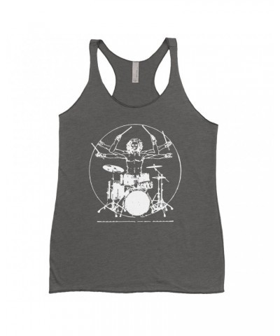 Music Life Ladies' Tank Top | Vitruvian Drummer Shirt $6.35 Shirts