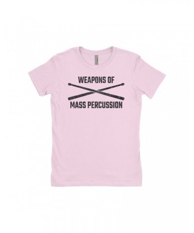 Music Life Ladies' Boyfriend T-Shirt | Weapons Of Mass Percussion Shirt $3.72 Shirts