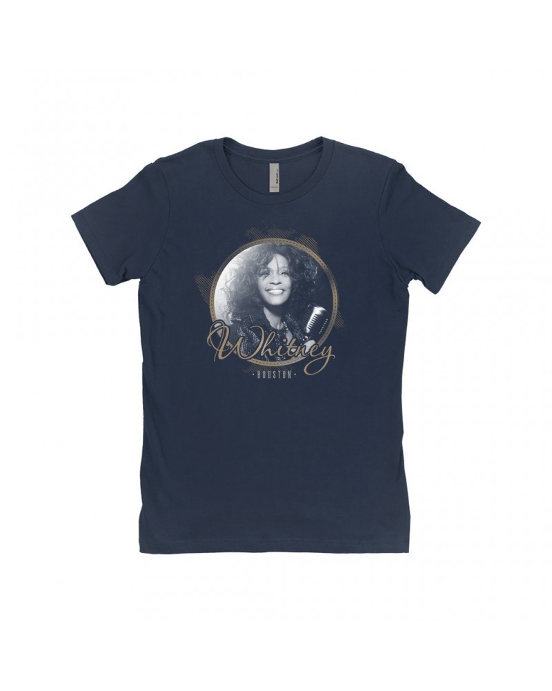 Whitney Houston Ladies' Boyfriend T-Shirt | Circular Frame And Logo Design Shirt $7.09 Shirts