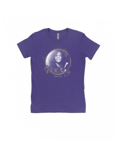 Whitney Houston Ladies' Boyfriend T-Shirt | Circular Frame And Logo Design Shirt $7.09 Shirts