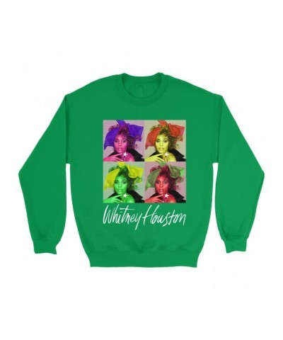 Whitney Houston Bright Colored Sweatshirt | Pop Art Album Design Distressed Sweatshirt $14.17 Sweatshirts