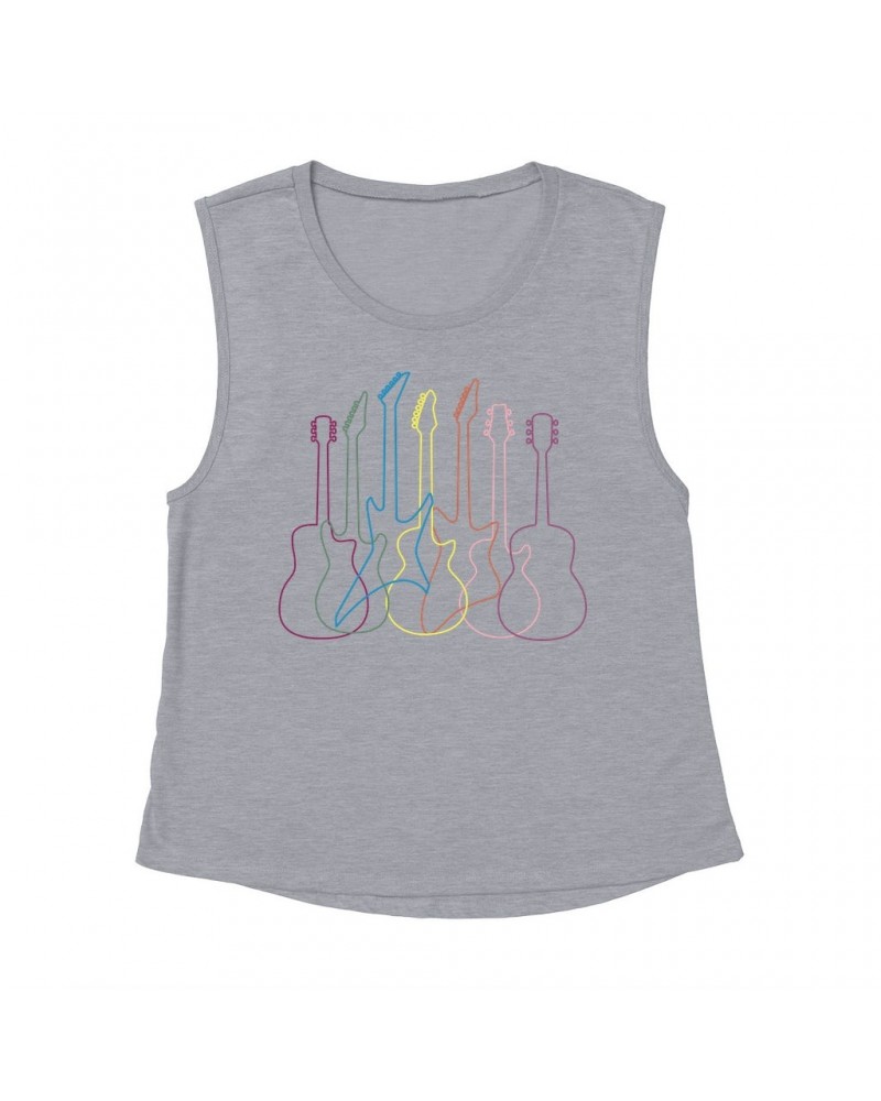 Music Life Muscle Tank | Spectrum Guitar Shapes Tank Top $8.33 Shirts