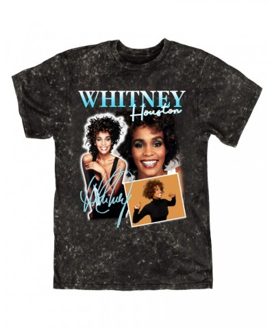 Whitney Houston T-shirt | 1987 Turquoise Photo Collage Design Mineral Wash Shirt $11.51 Shirts