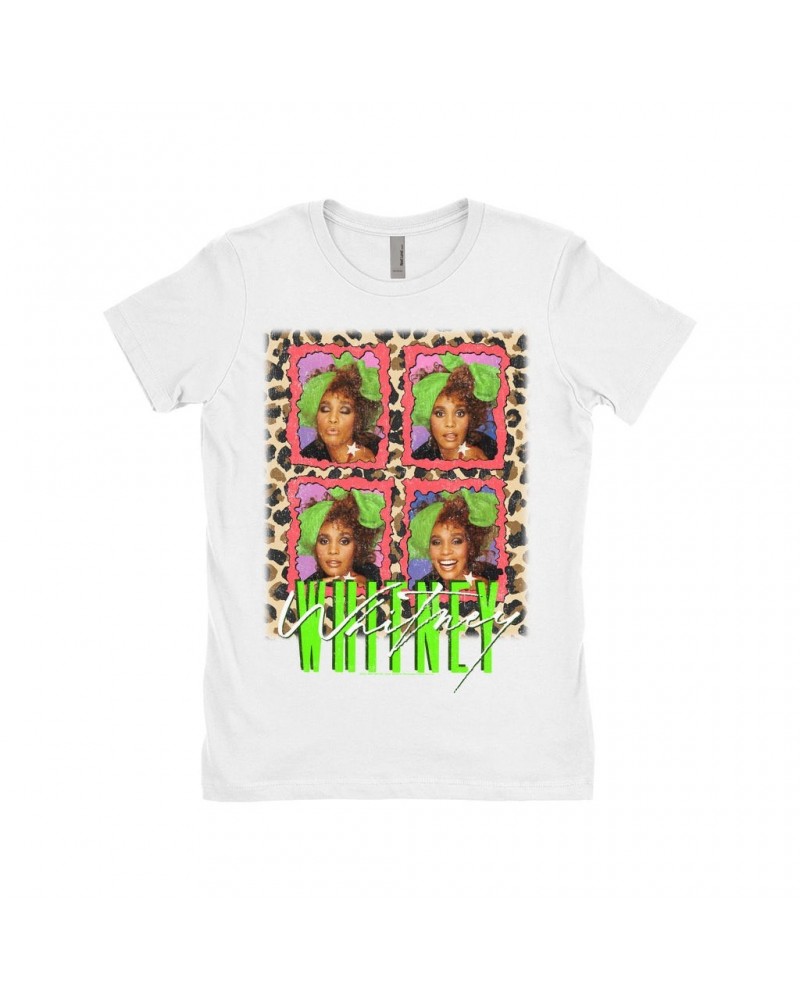 Whitney Houston Ladies' Boyfriend T-Shirt | Leopard Pop Art Shirt $7.64 Shirts